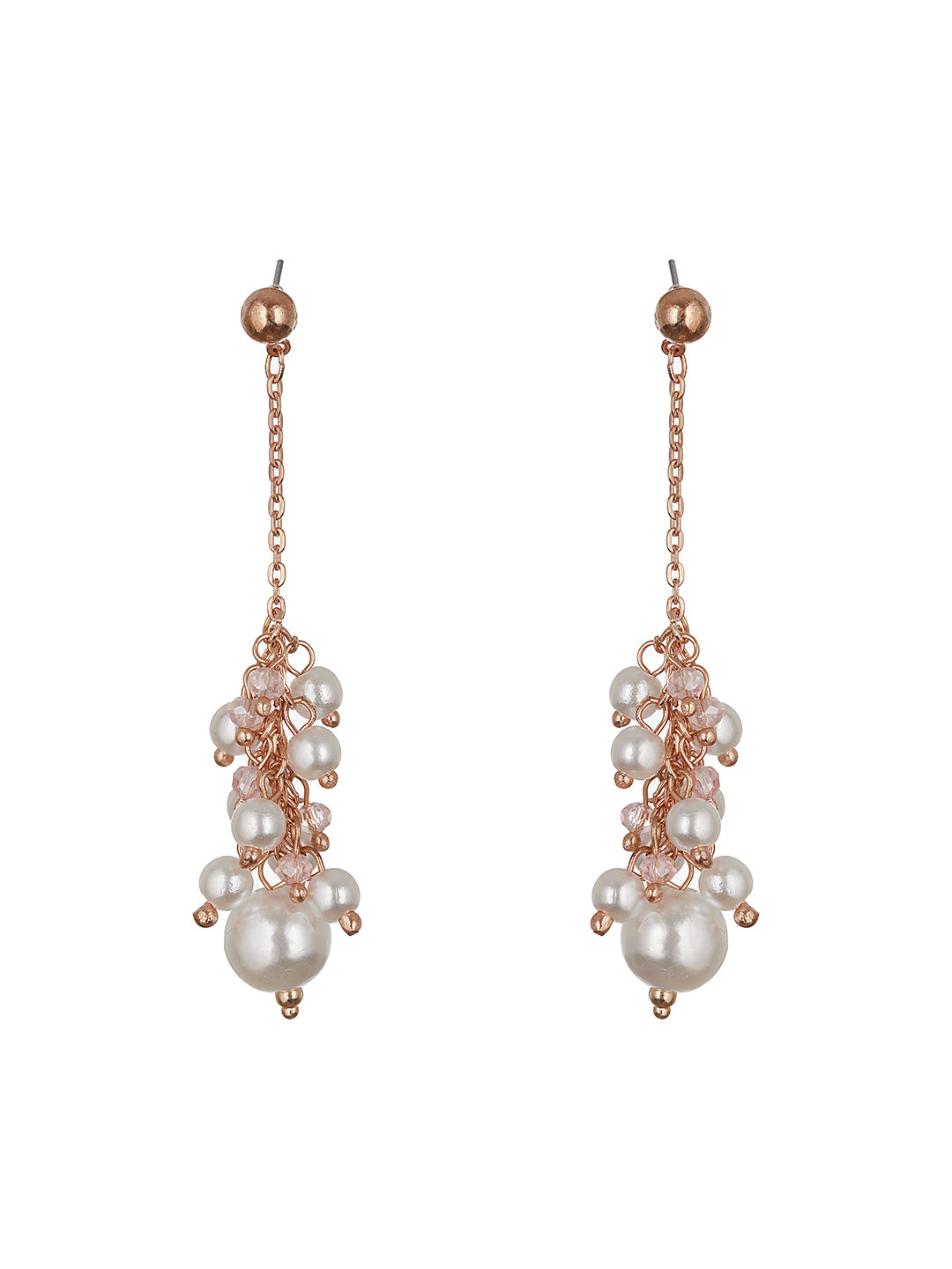 Gold-Plated String of Pearl Drop Earrings