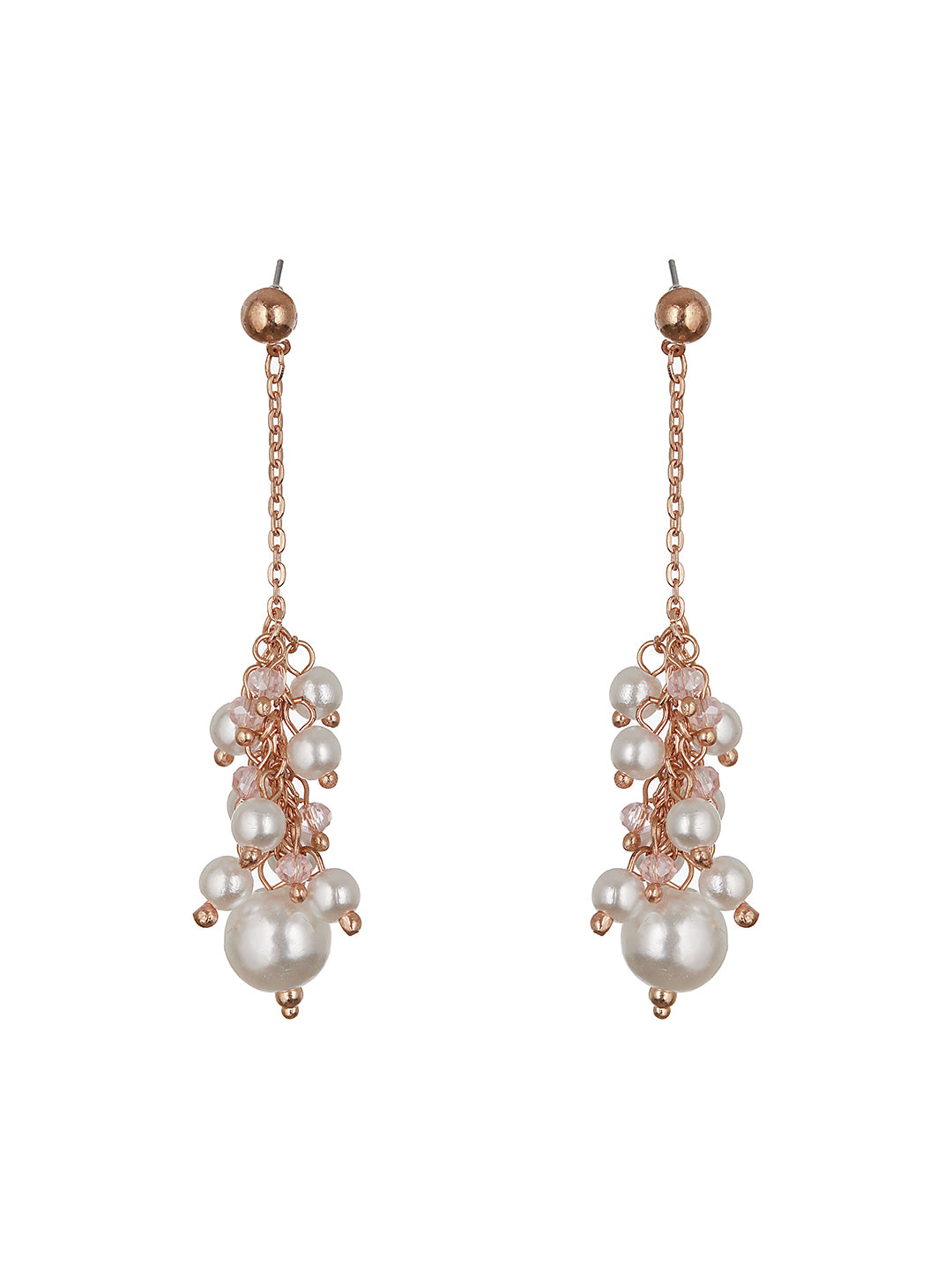 Gold-Plated String of Pearl Drop Earrings - Jazzandsizzle