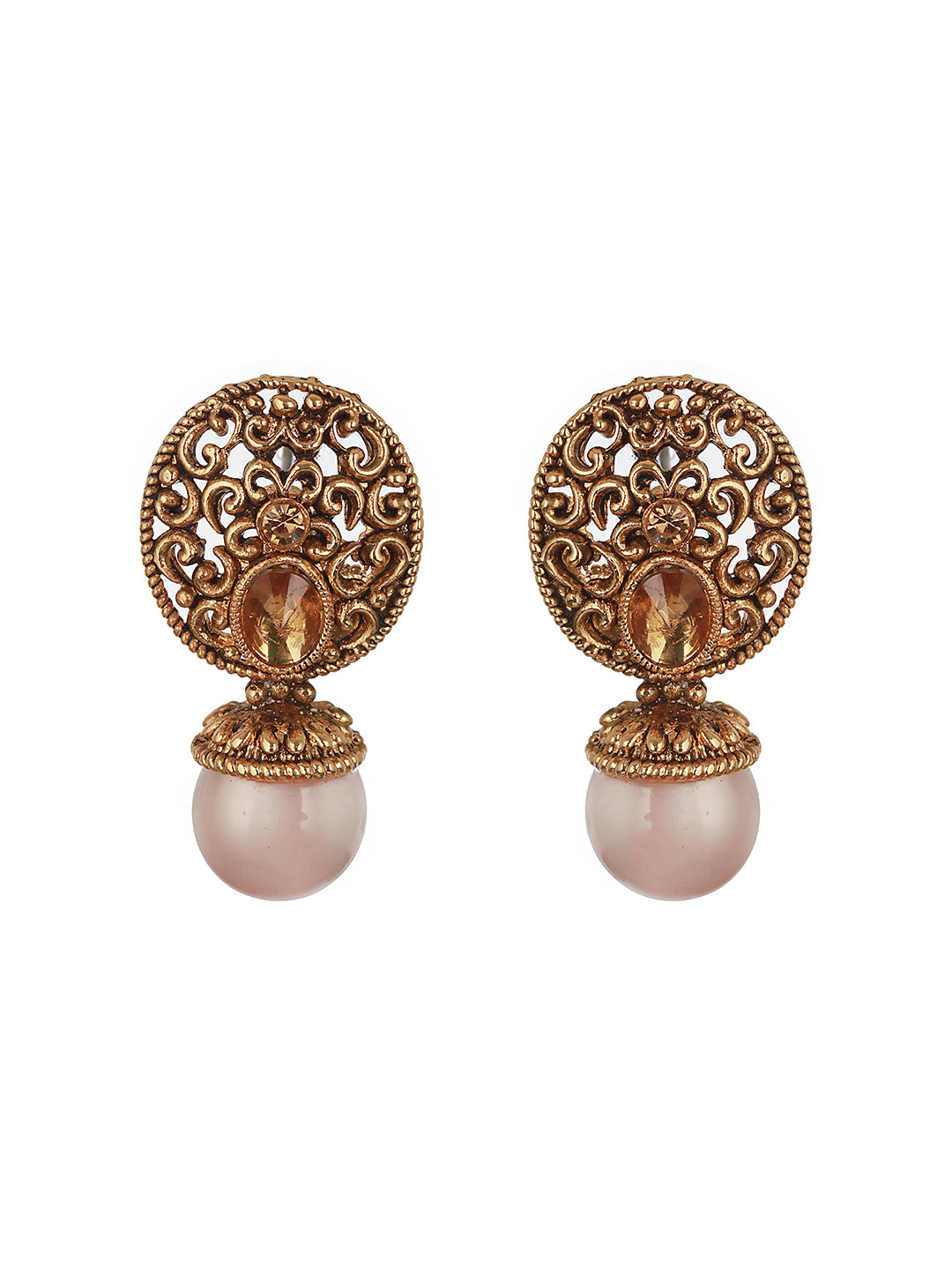 Set of 2 Gold-Plated & Dome shaped Drop Earrings - Jazzandsizzle