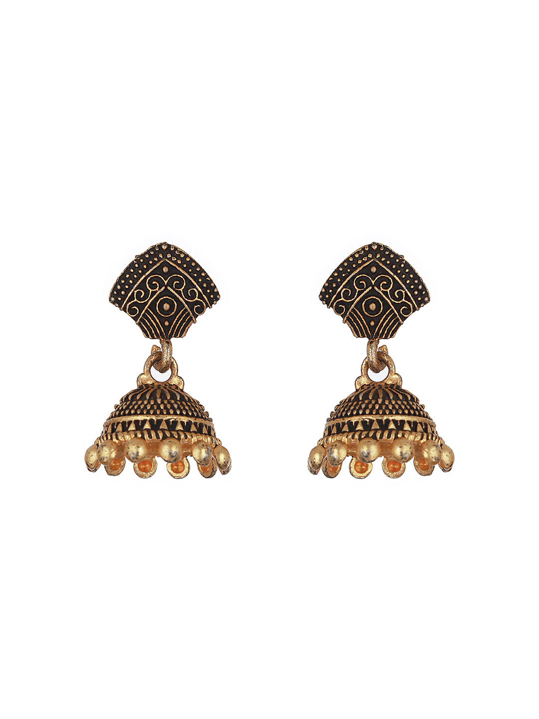 Set of 2 Gold-Plated & Dome shaped Drop Earrings - Jazzandsizzle