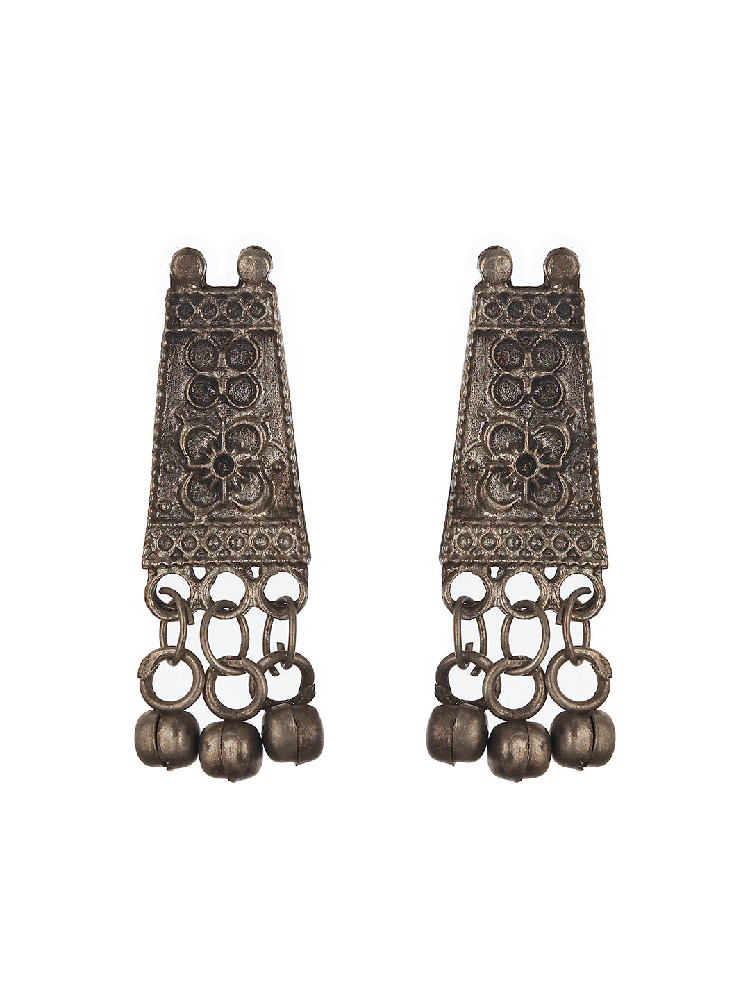 Silver-Plated Oxidised Beaded Necklace & Earrings - Jazzandsizzle