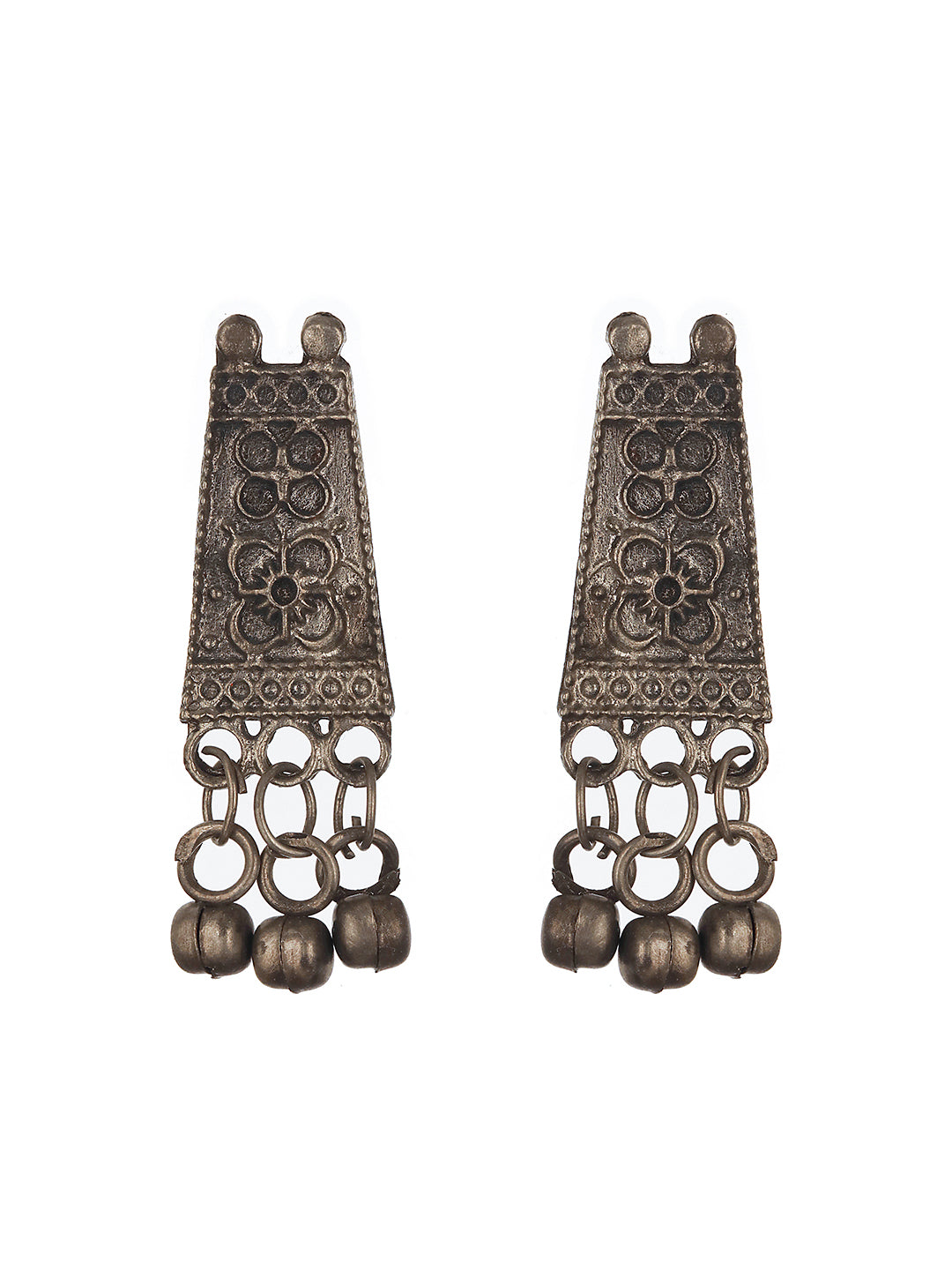 Silver-Plated Oxidised Beaded Necklace & Earrings - Jazzandsizzle