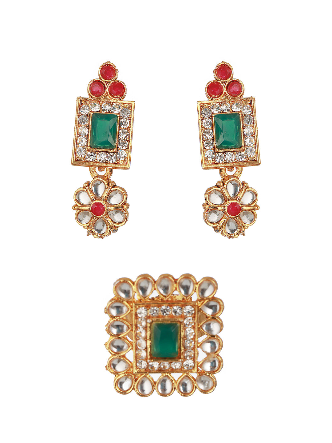 Gold-Plated Kundan-Studded Jewellery Set - Jazzandsizzle