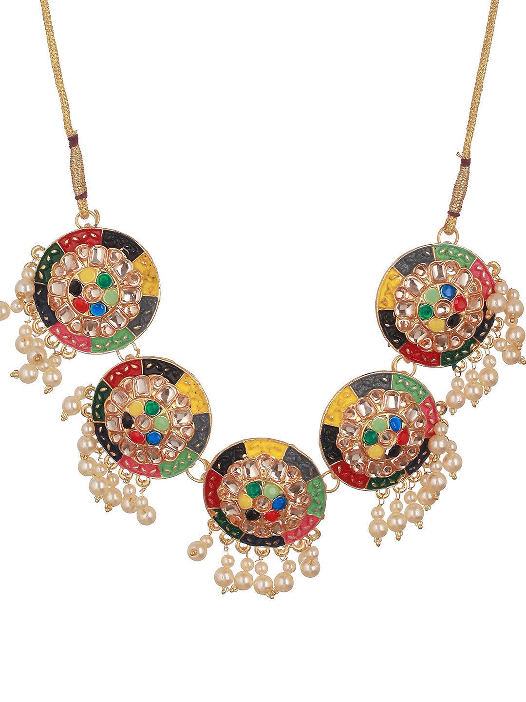 Gold-Plated Stoine-Studded & Beaded Jewellery Set - Jazzandsizzle