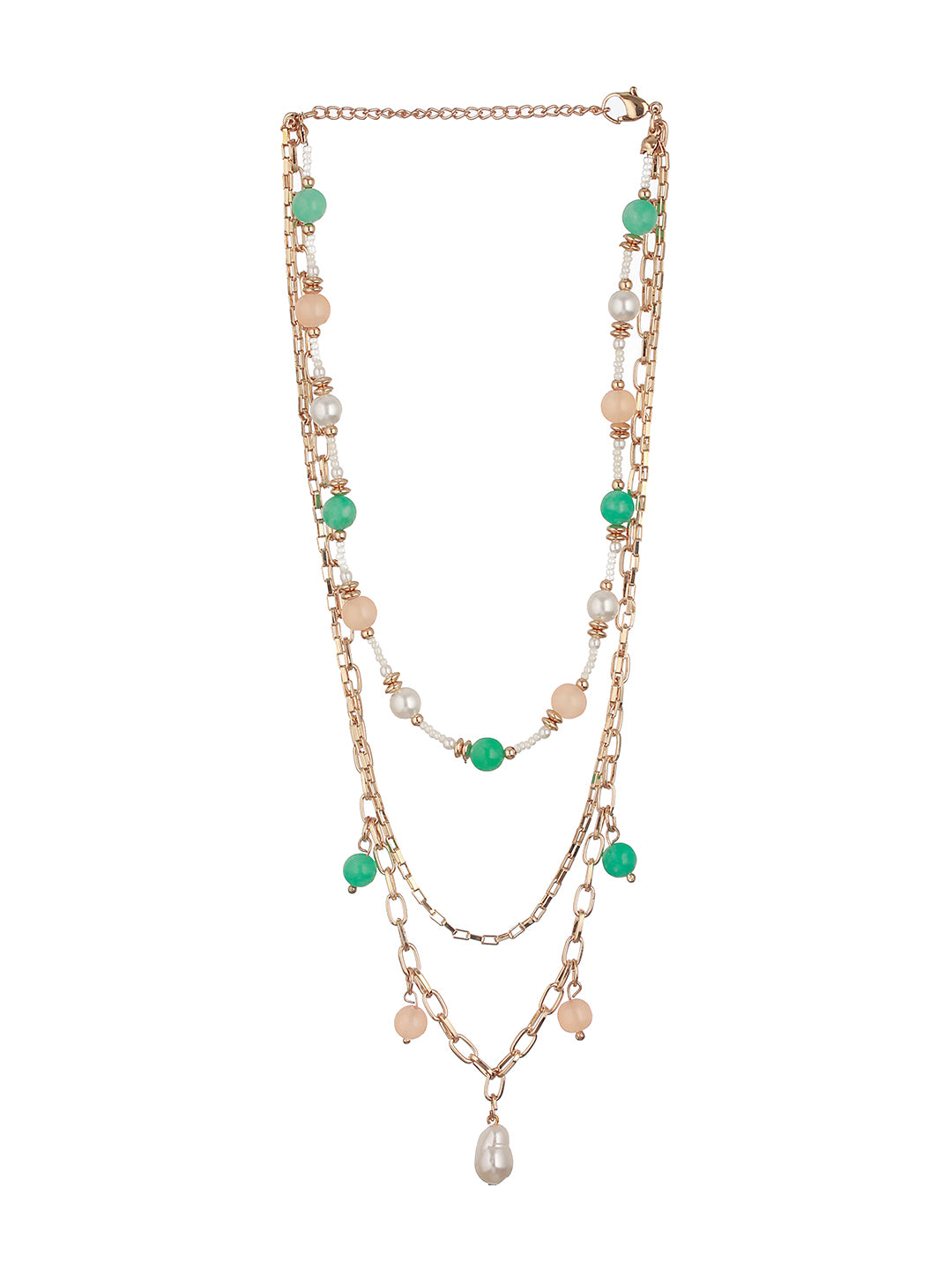 Gold Plated & Multicolored Pearl Layered Necklace - Jazzandsizzle