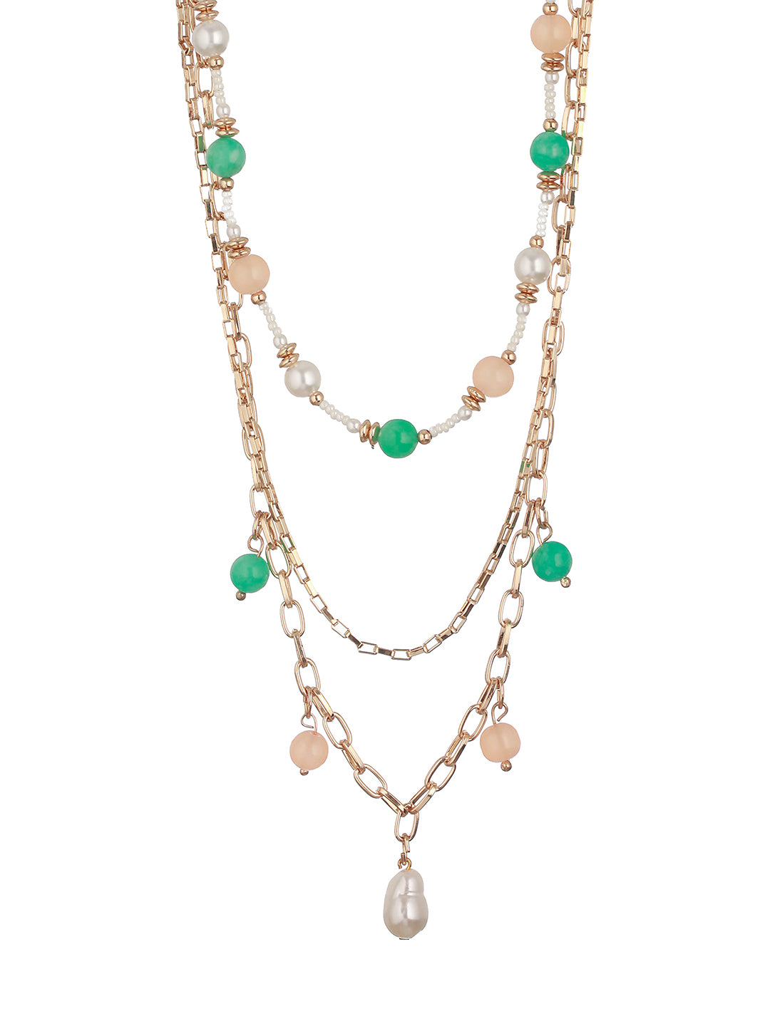 Gold Plated & Multicolored Pearl Layered Necklace - Jazzandsizzle