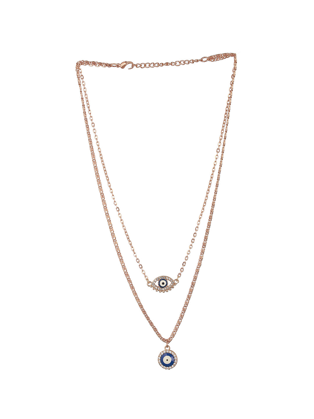 Gold-Plated Evil Eye Pendant Layered Necklace - Jazzandsizzle