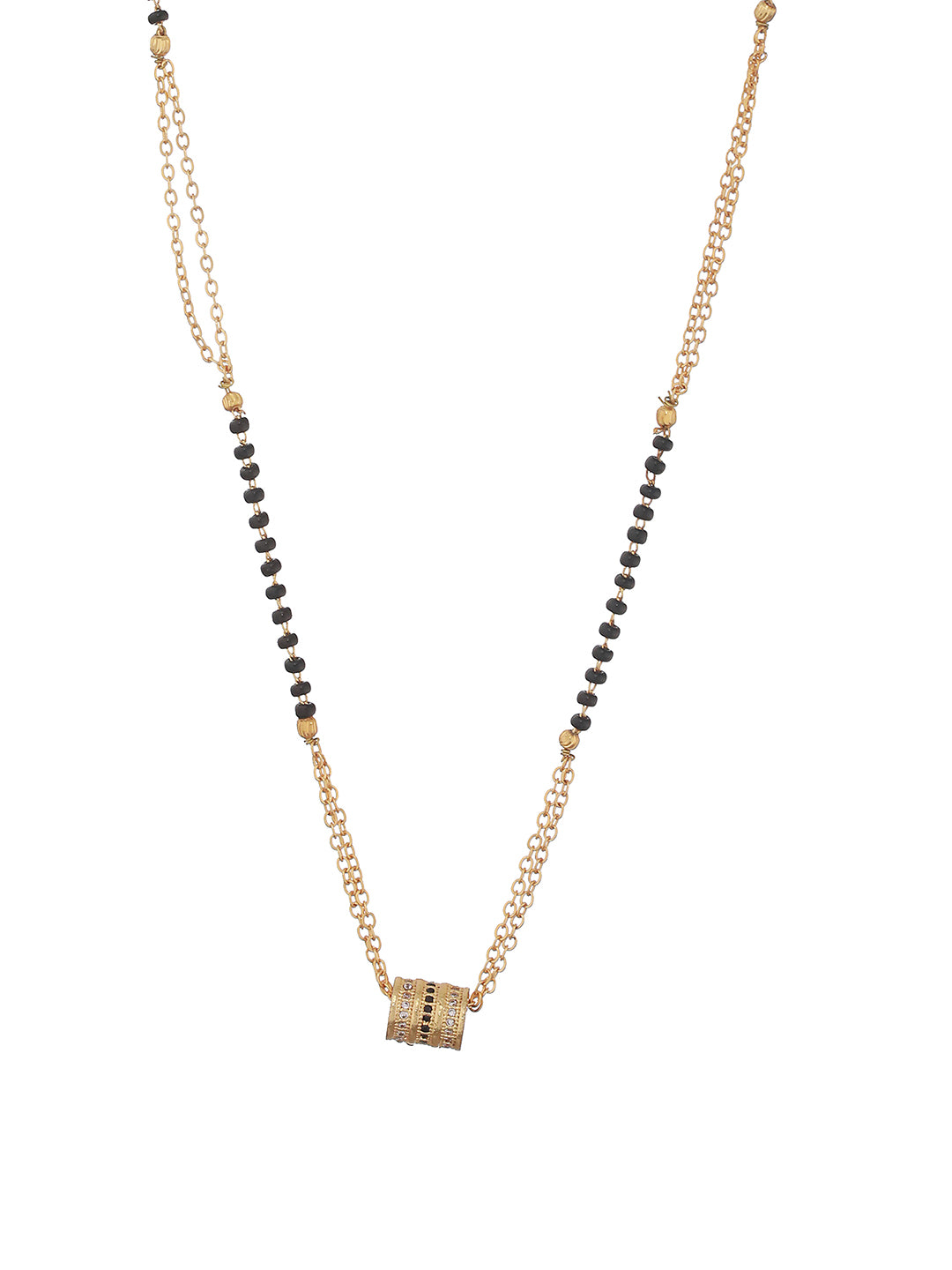 Jazz And Sizzle Gold-Plated Black Beads & Stone Studded Circular Mangal sutra - Jazzandsizzle