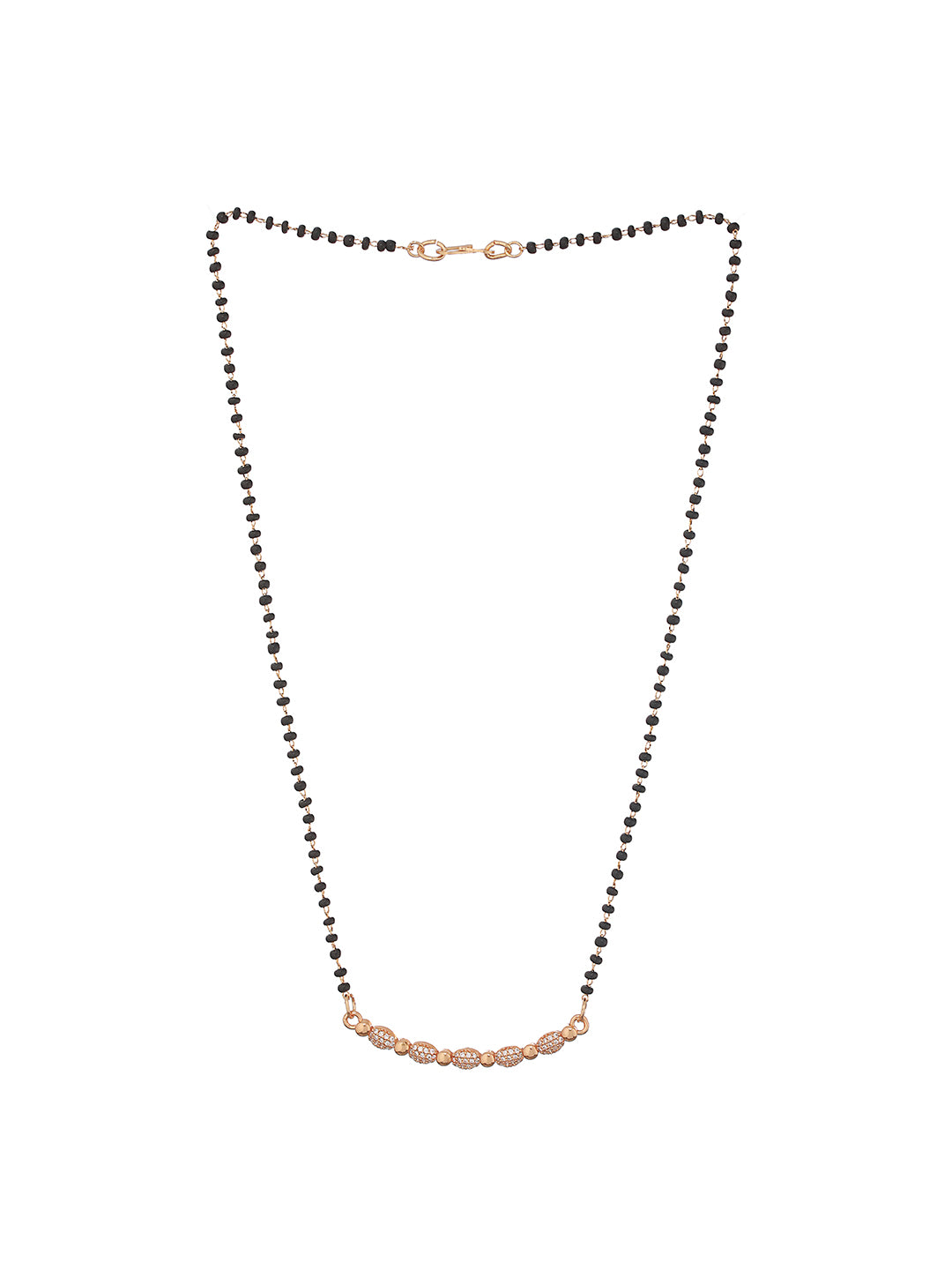 Rose Gold Plated American Diamond Studded & Beaded Mangalsutra - Jazzandsizzle