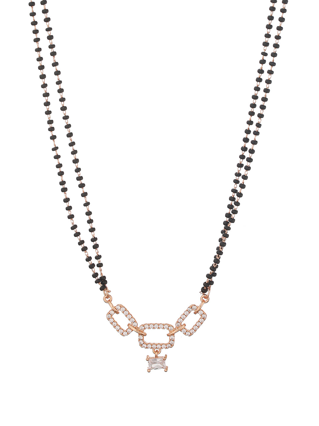 Rose Gold Plated Cubic Zirconia Studded Mangalsutra