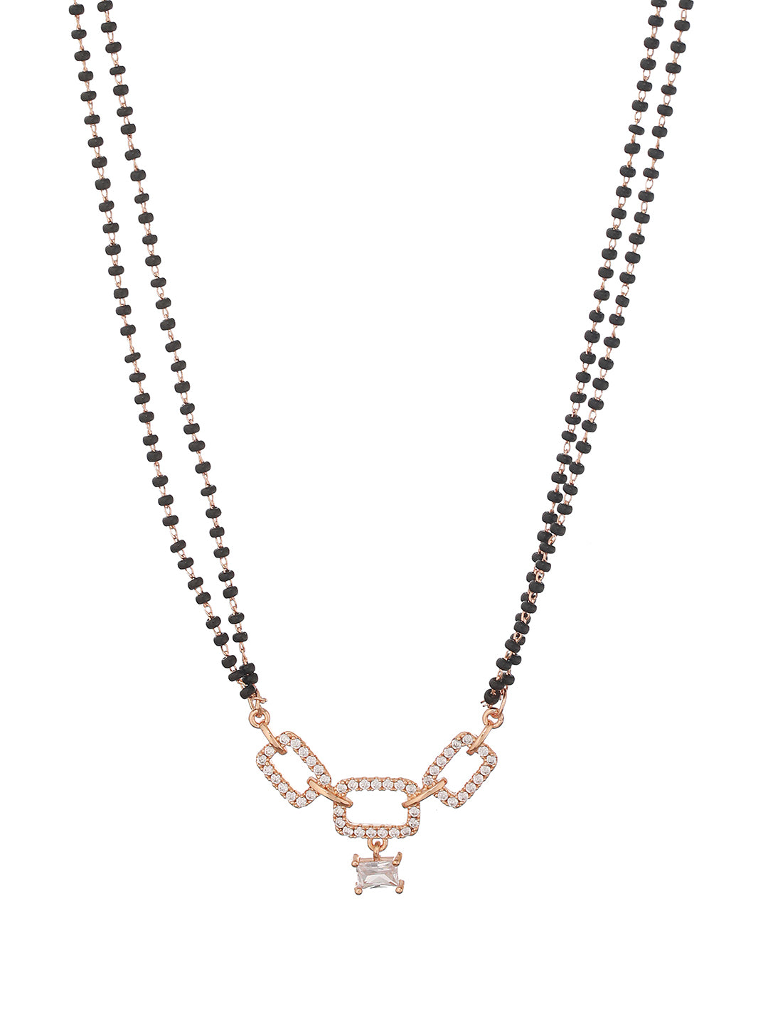 Rose Gold Plated Cubic Zirconia Studded Mangalsutra - Jazzandsizzle