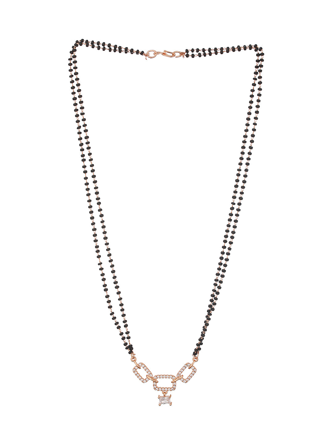 Rose Gold Plated Cubic Zirconia Studded Mangalsutra - Jazzandsizzle