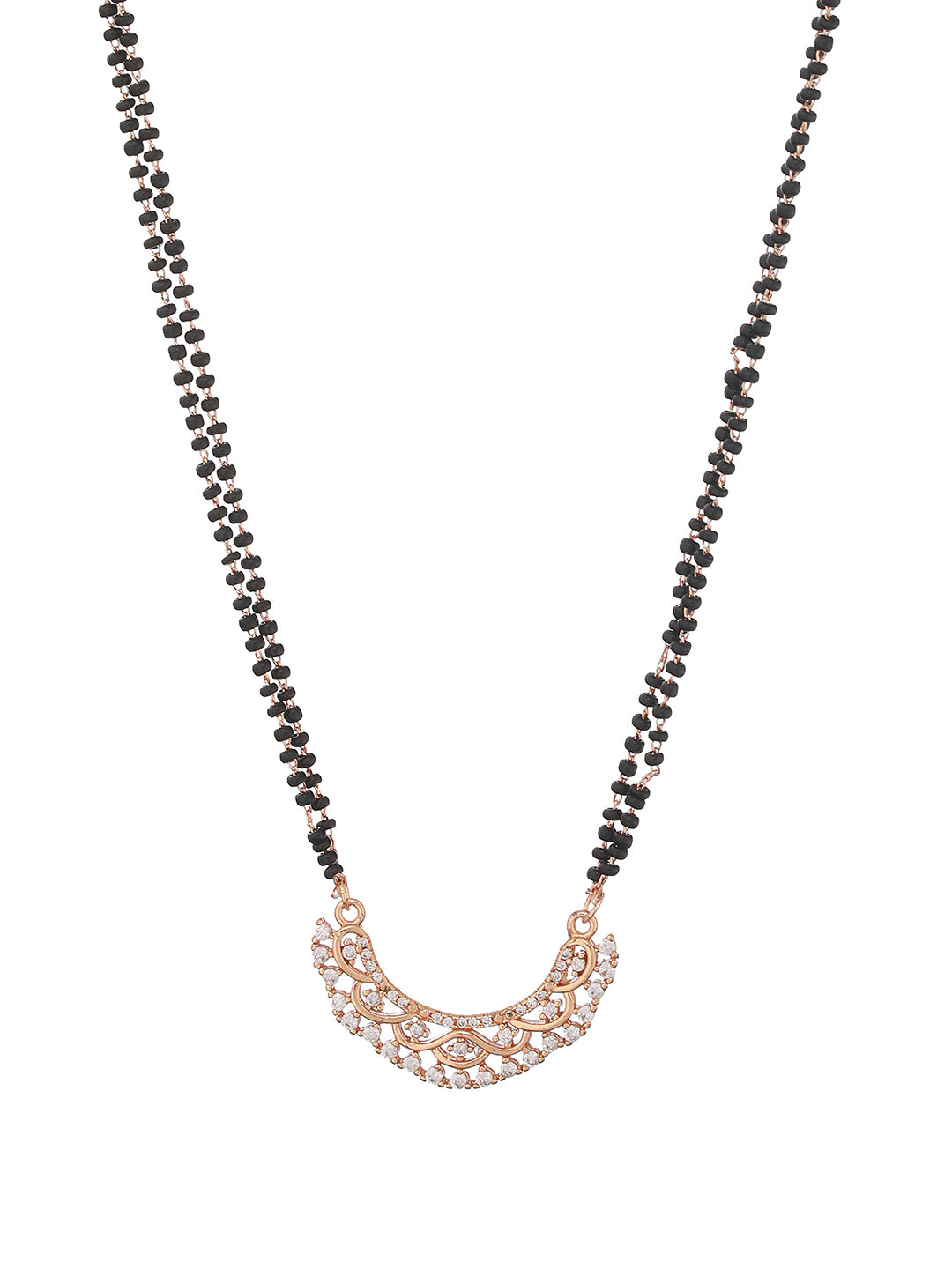 Rose Gold Plated American Diamond Studded Mangalsutra - Jazzandsizzle