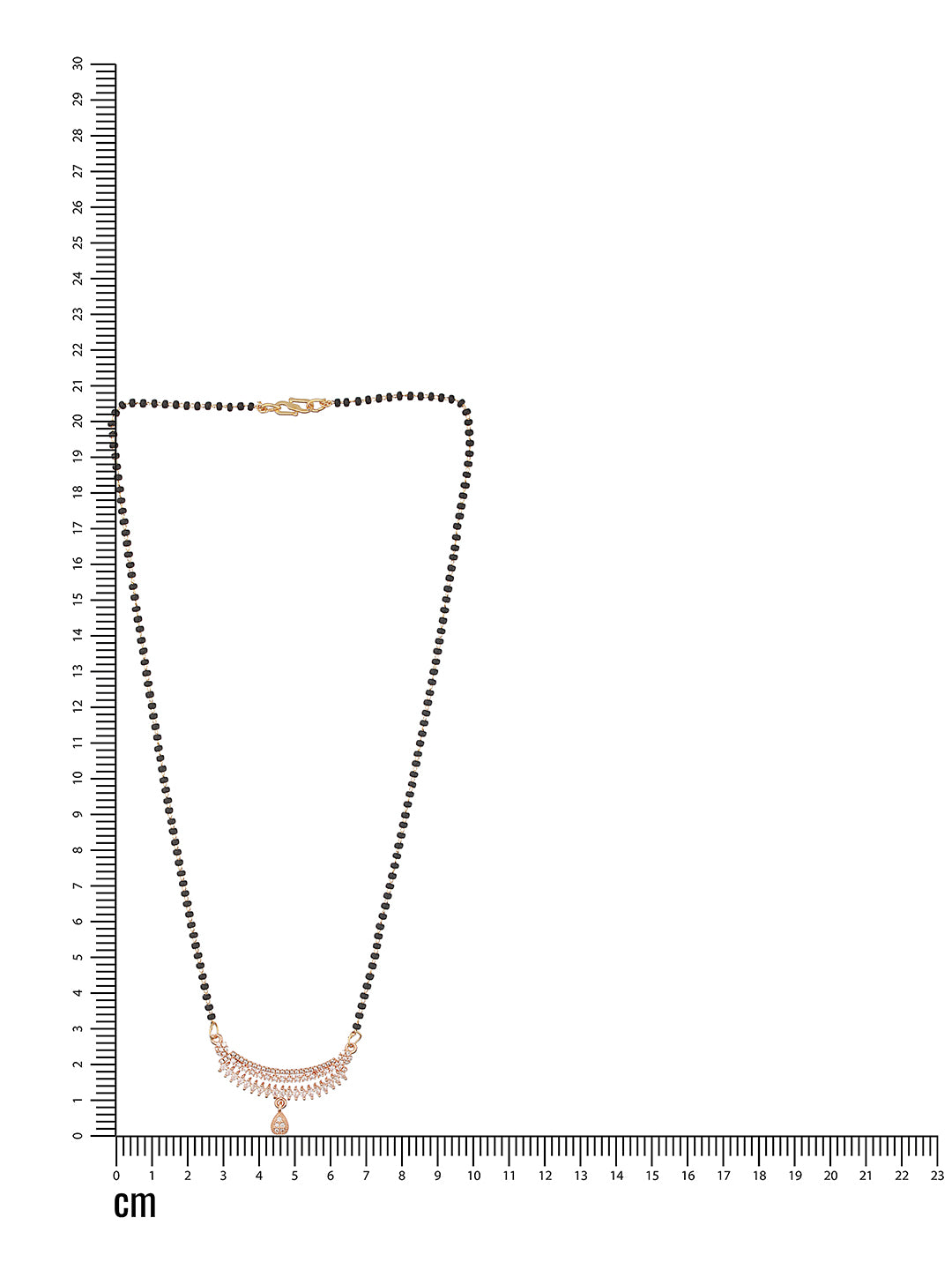 Rose Gold Plated Cubic Zirconia Stone Studded & Beaded Mangalsutra - Jazzandsizzle