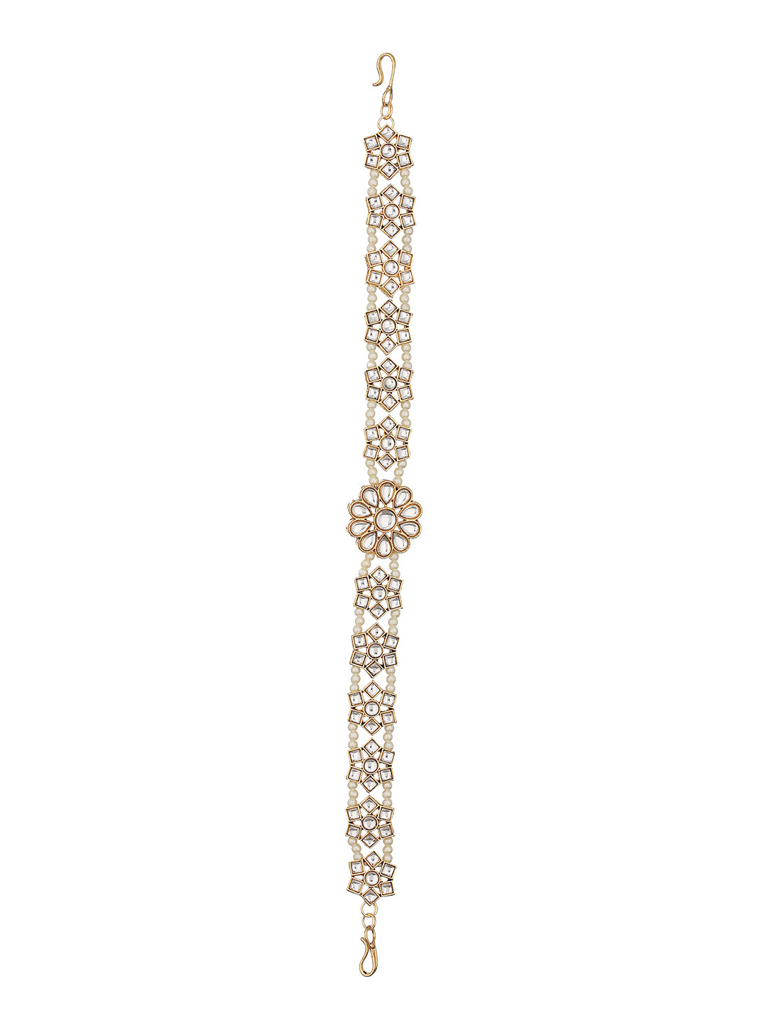 Gold-Plated Kundan & Pearl Studded Mathapatti - Jazzandsizzle