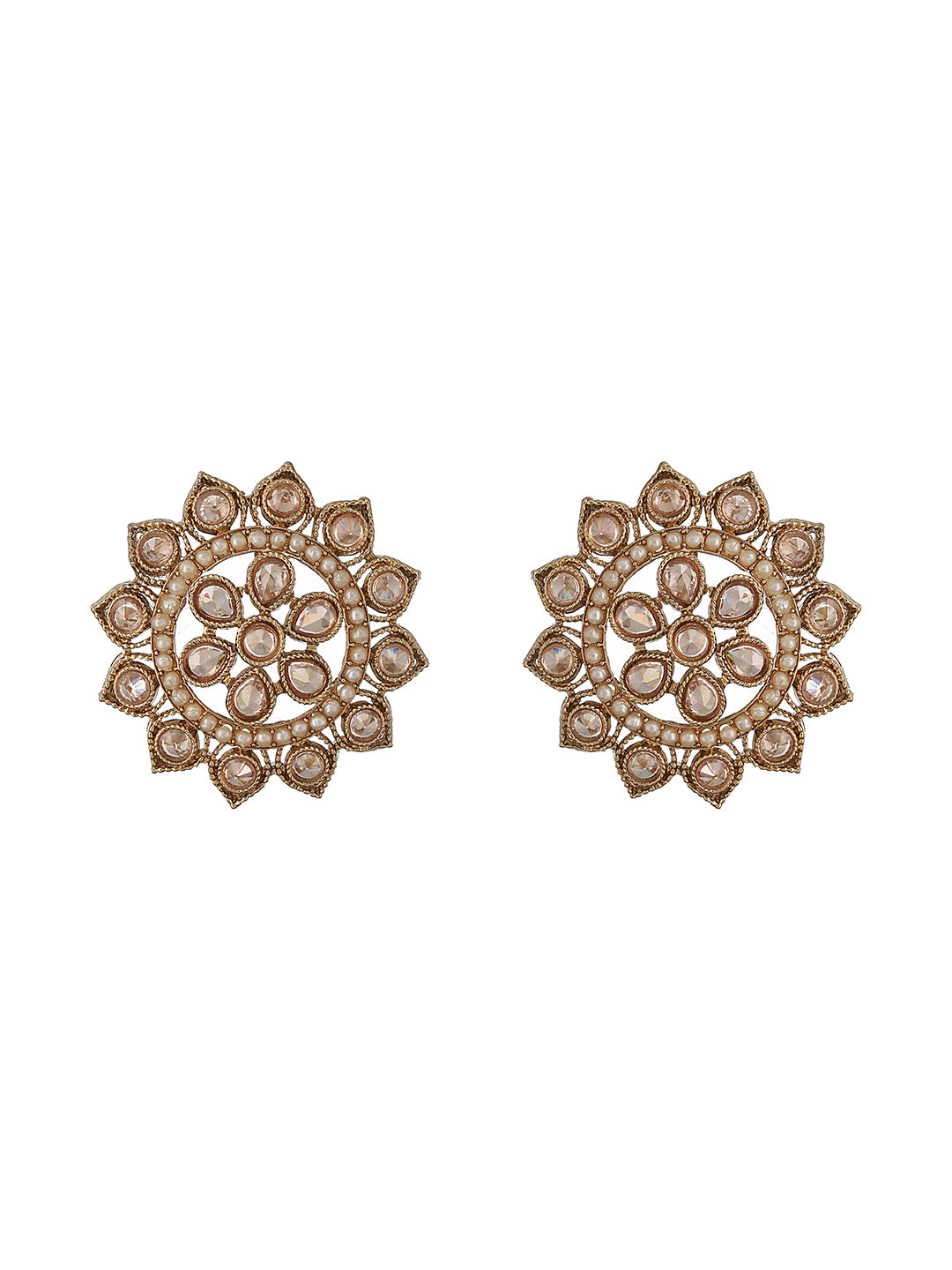 Gold-Plated Floral Stud Earrings - Jazzandsizzle