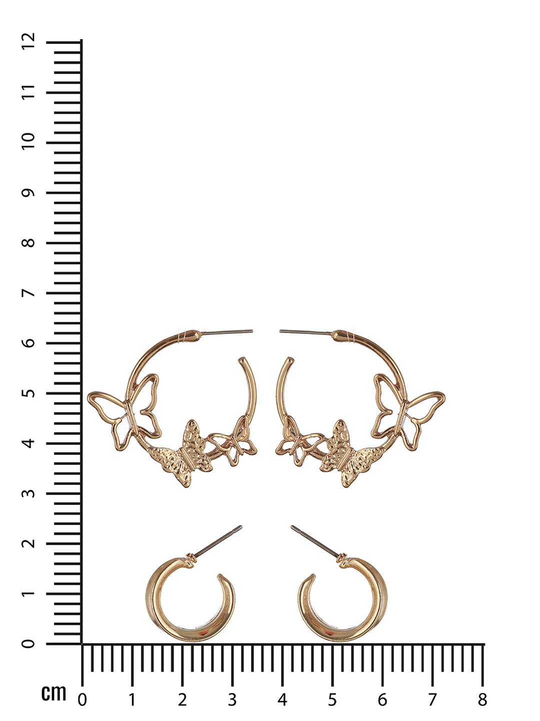 Set of 2 Gold-Toned Butterfly Shaped Half Hoop Earrings - Jazzandsizzle