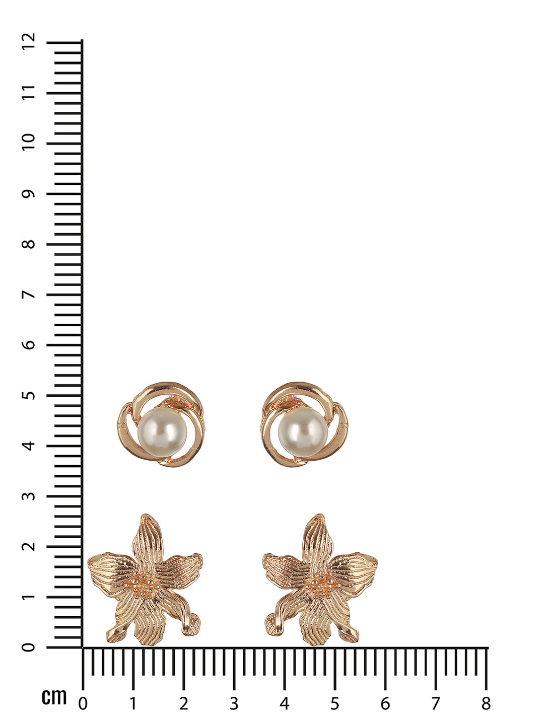 Set of 2 Gold Plated & Pearl Floral Stud Earrings - Jazzandsizzle