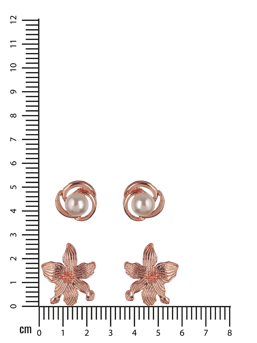 Set of 2 Rose Gold Plated & Pearl Floral Stud Earrings - Jazzandsizzle