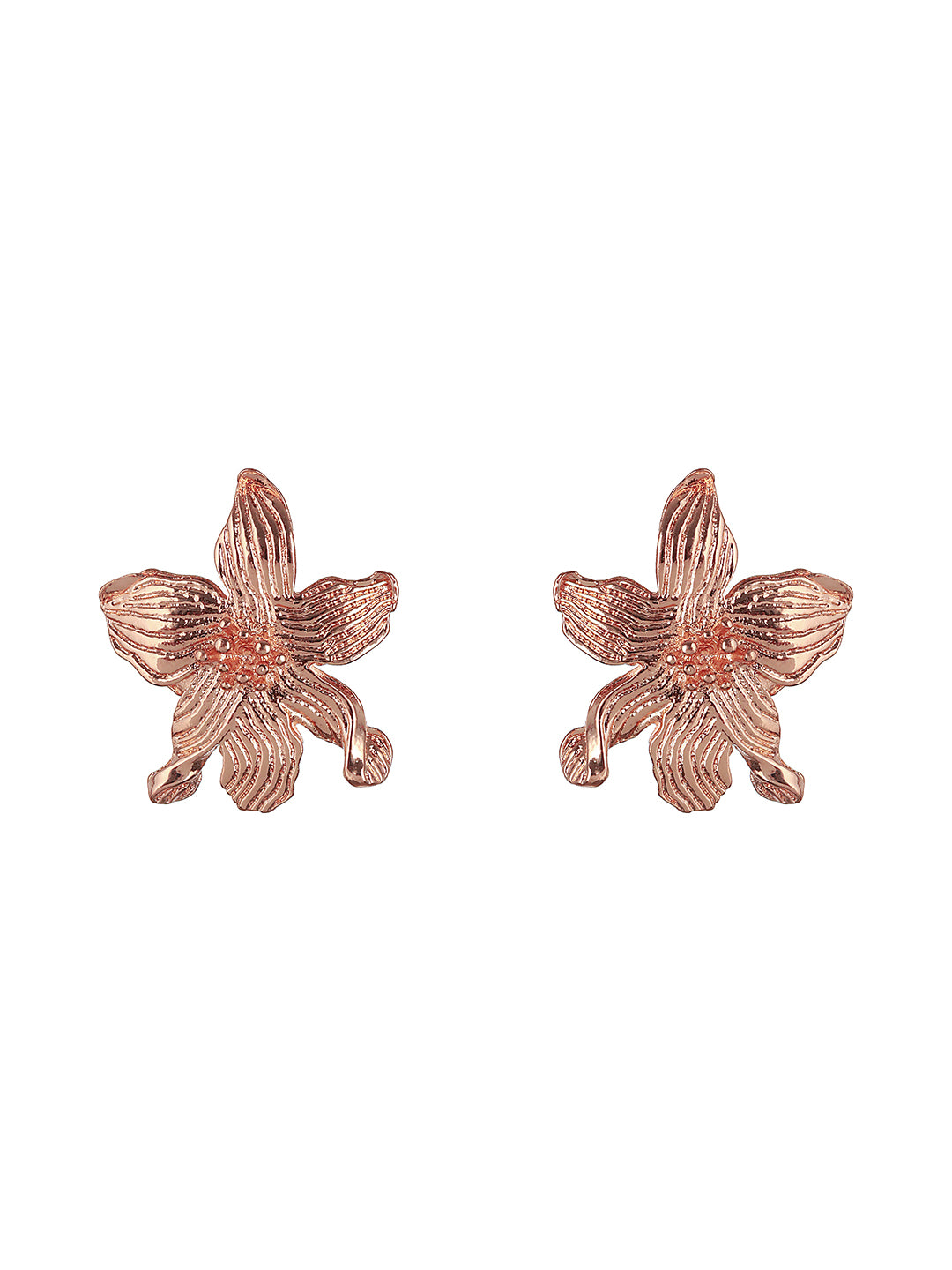 Set of 2 Rose Gold Plated & Pearl Floral Stud Earrings - Jazzandsizzle