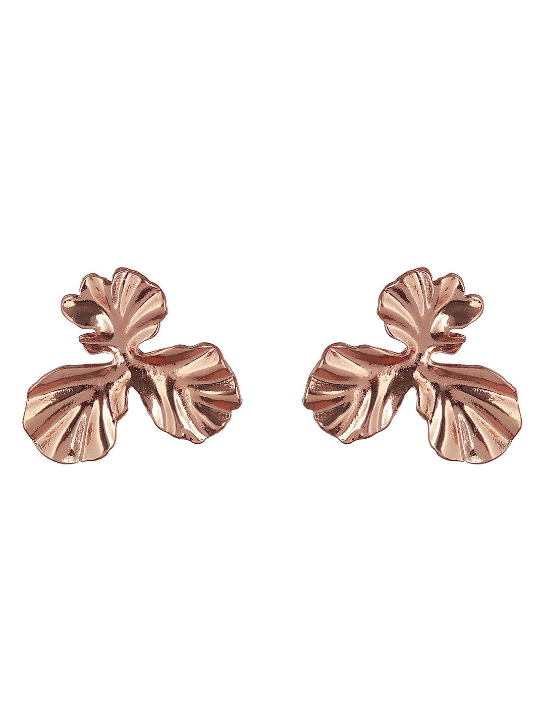 Set of 3 Rose gold Plated Star & Floral Shaped Stud Earrings - Jazzandsizzle