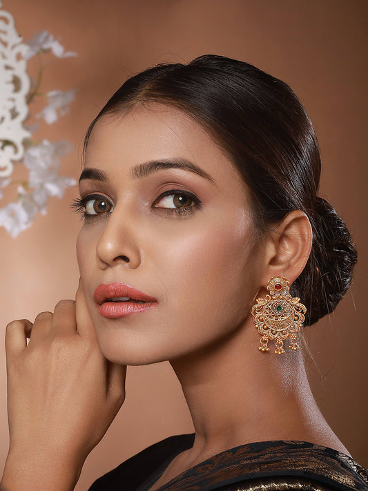 Gold-Toned Contemporary Jhumkas Earrings - Jazzandsizzle