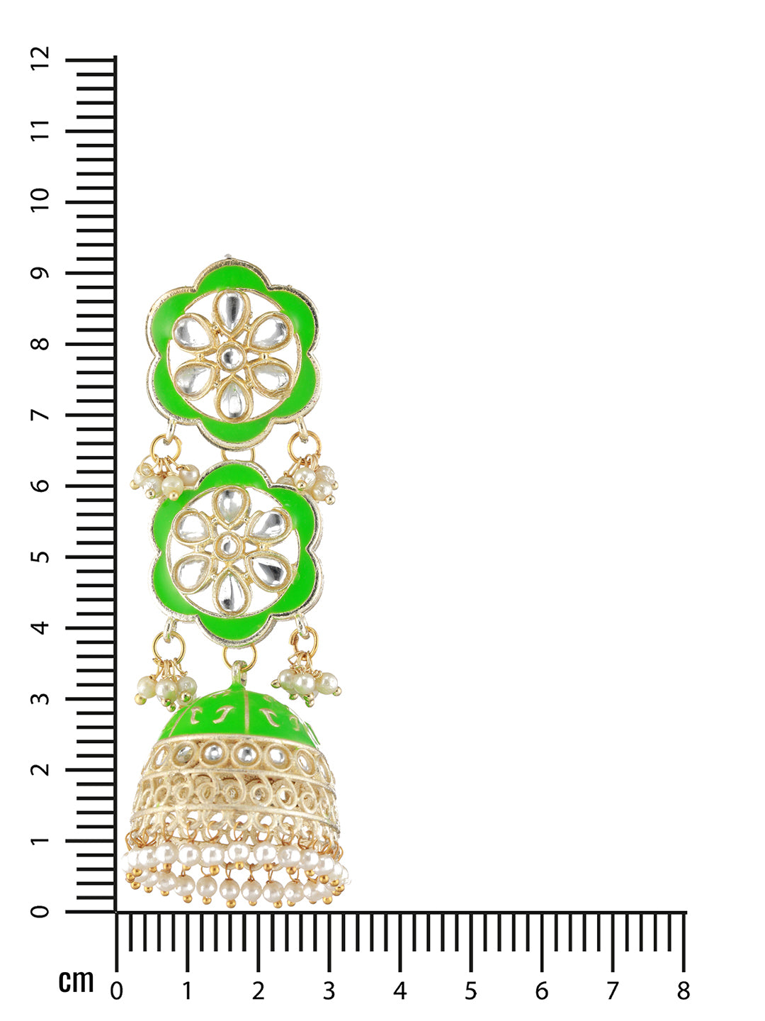 Green & White Meenakari & Kundan Ethnic Long Jhumka Earrings - Jazzandsizzle