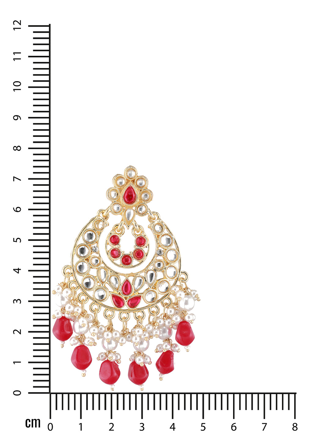 Gold-Plated & Red Kundan Classic Chandbalis Earrings - Jazzandsizzle