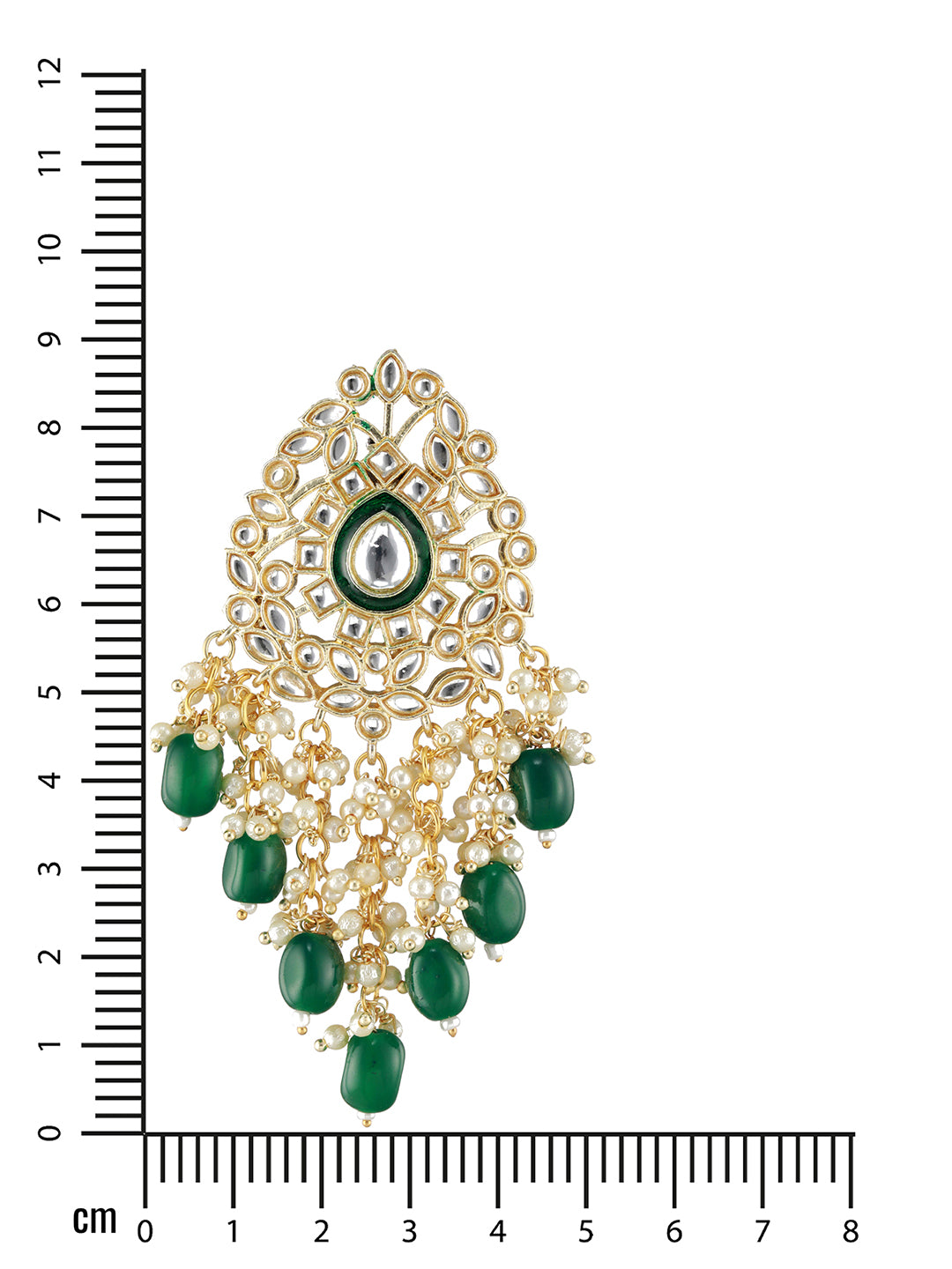 Green Gold Plated Kundan Studded & Beaded Meenakari Drop Earrings - Jazzandsizzle