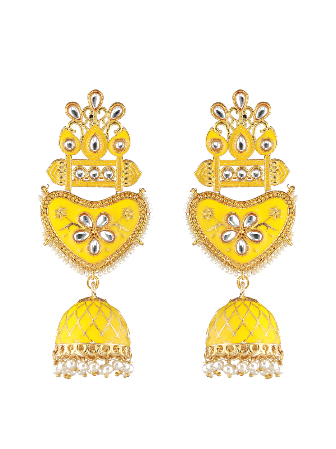 Yellow Contemporary Jhumkas - Jazzandsizzle