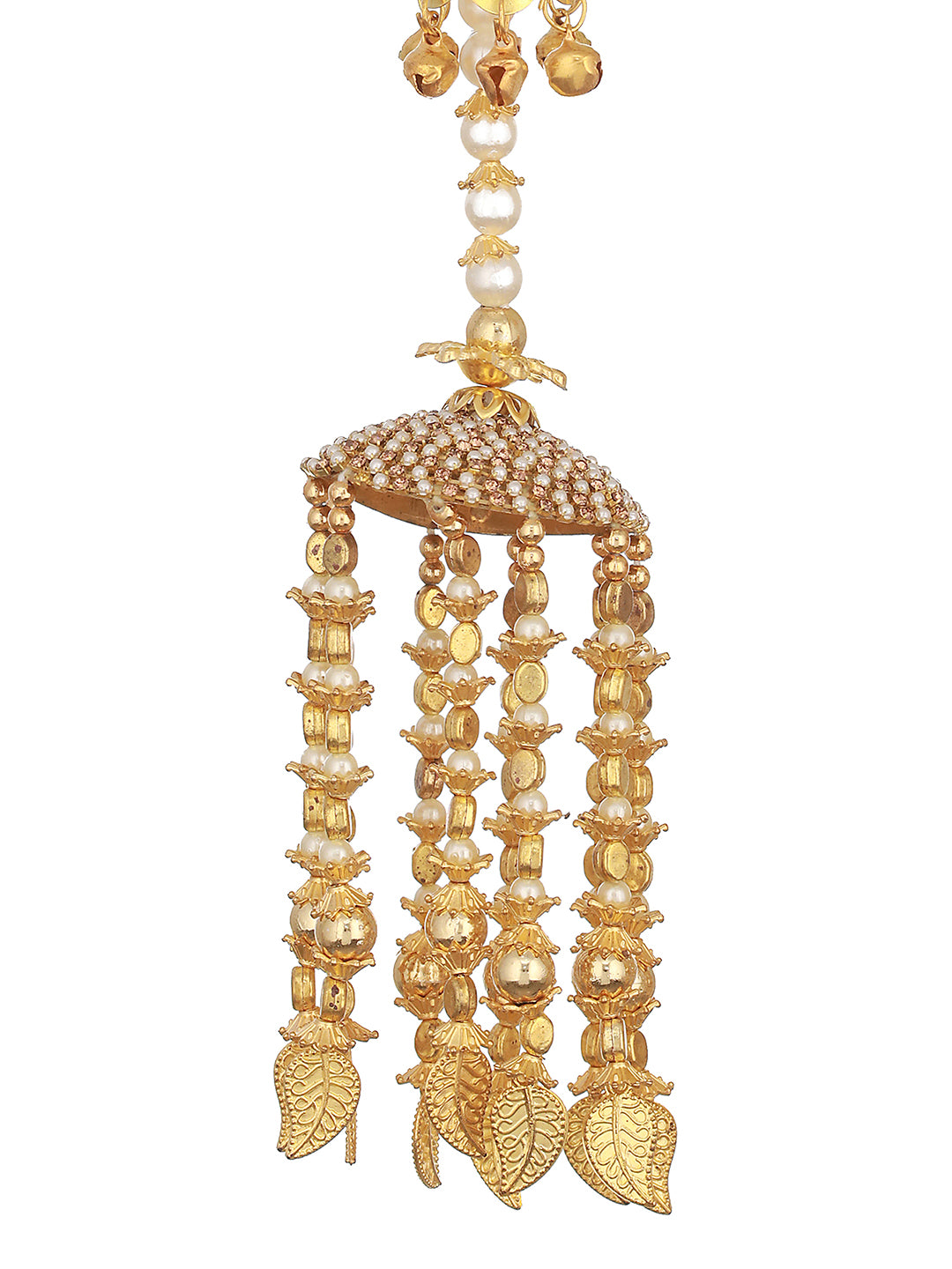 Set of 2 Gold-Plated Stone-Studded & Beaded Kaleera Secured with drawstring closure.