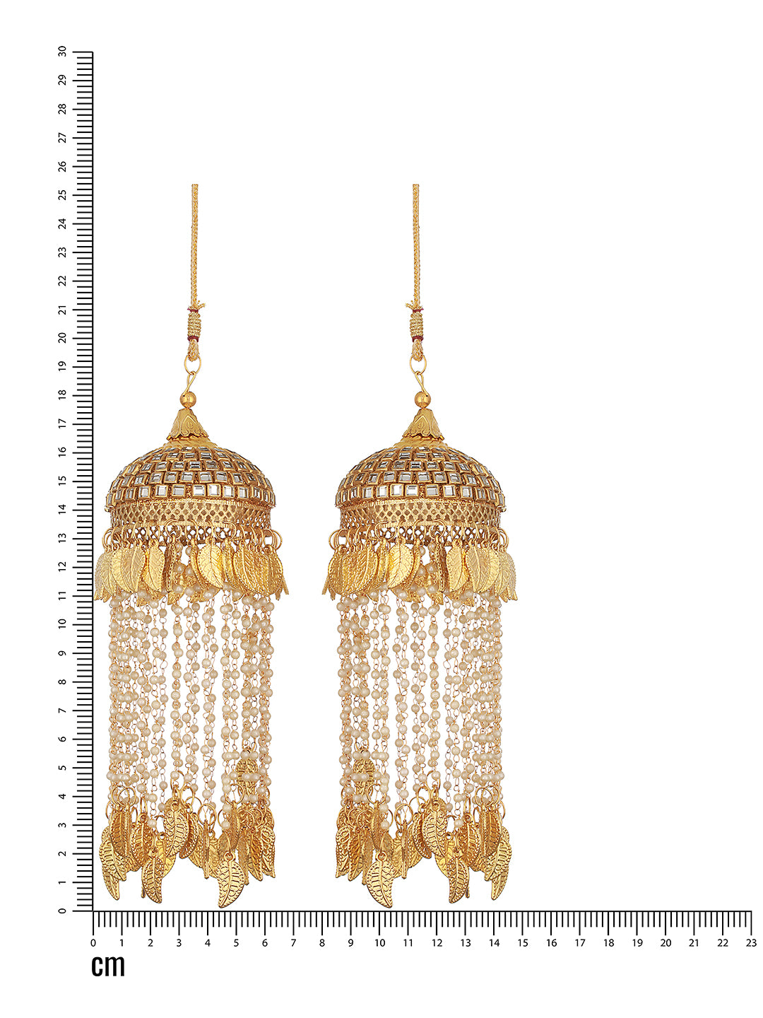 Set Of 2 Gold-Plated Stone Studded & Pearl Beaded Bridal Kaleera Secured with drawstring closure. - Jazzandsizzle
