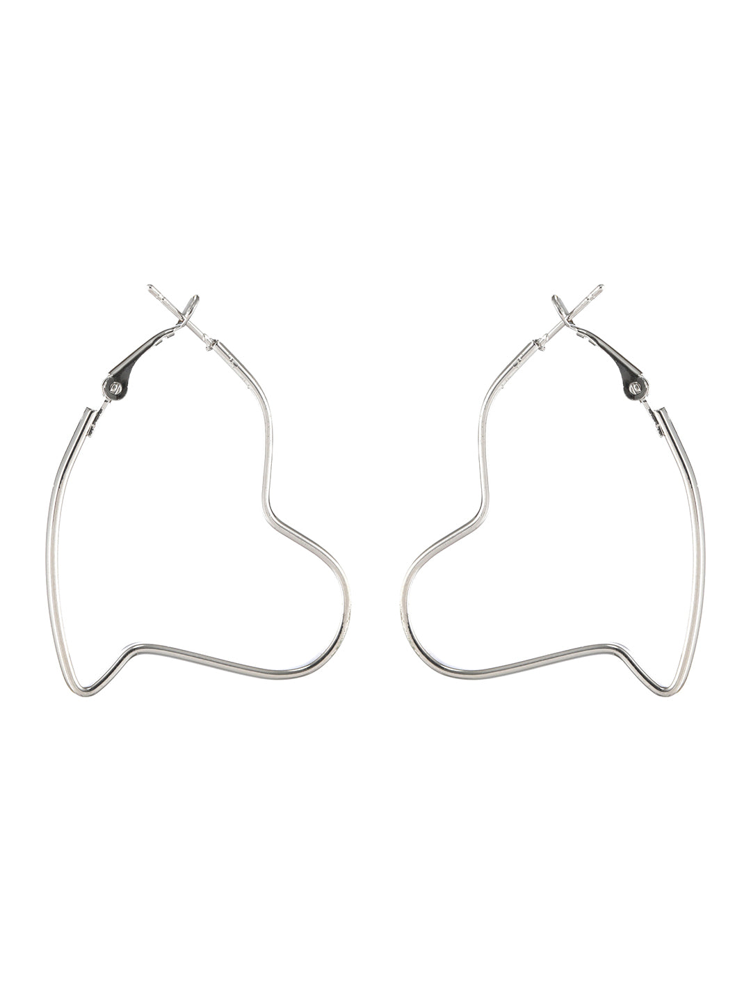 Silver-Plated Heart Shaped Hoop Earrings - Jazzandsizzle