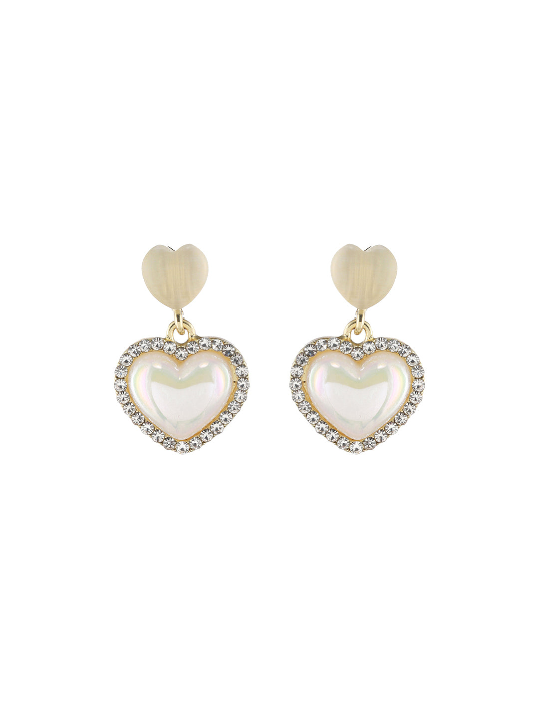 Gold-Plated Heart Shaped Drop Earrings - Jazzandsizzle