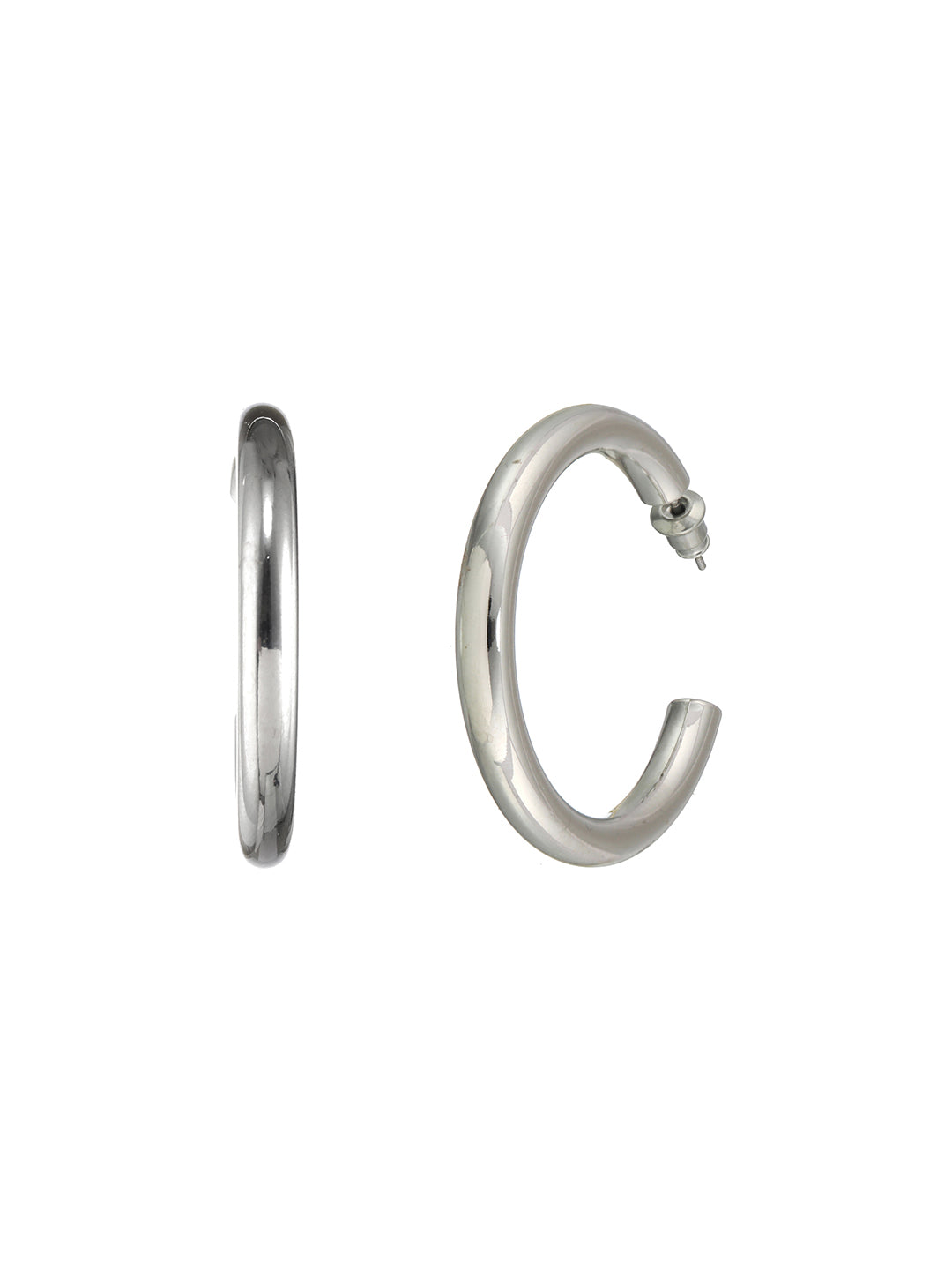 Silver-Plated Contemporary Half Hoop Earrings - Jazzandsizzle
