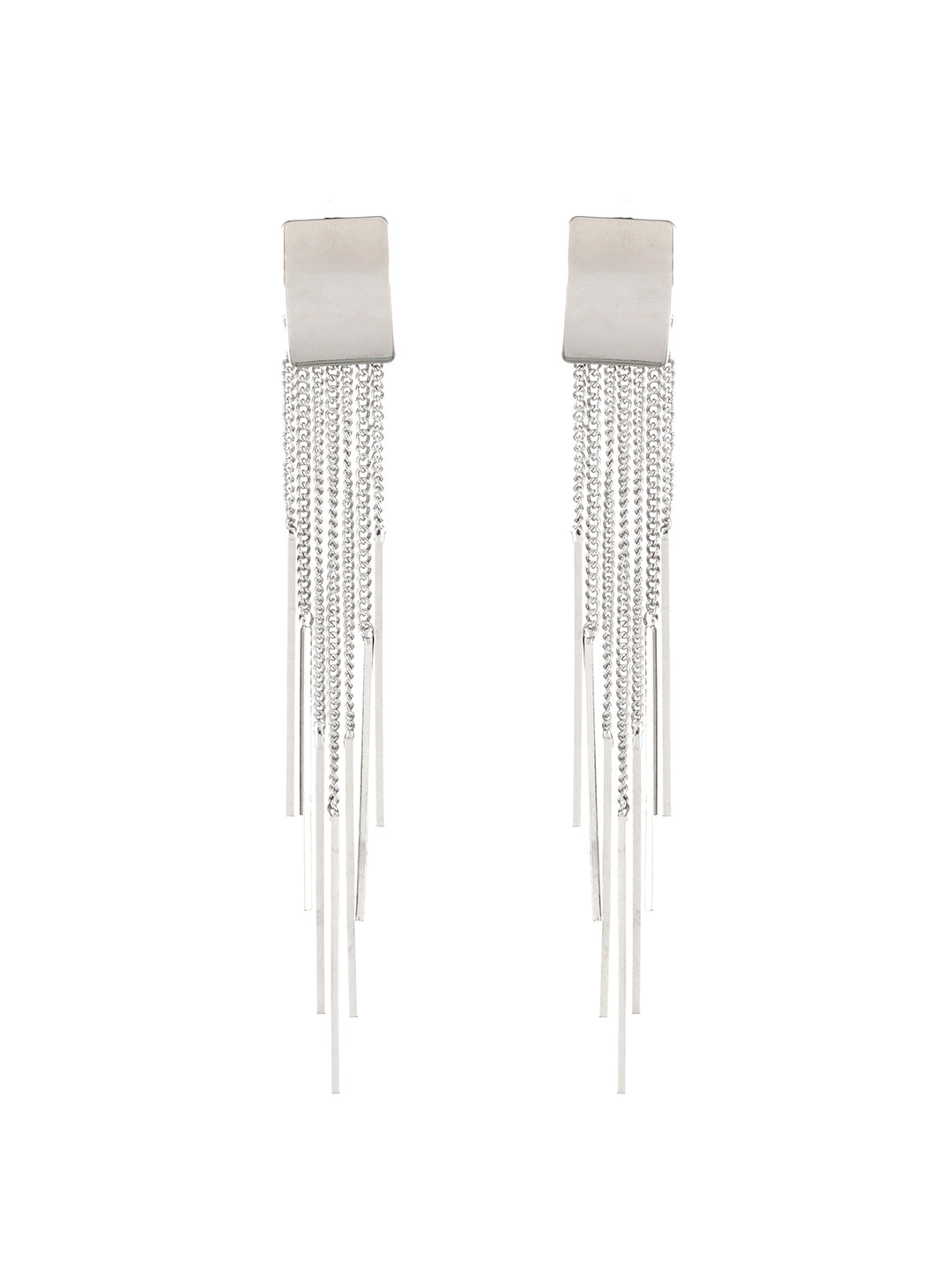 Silver-Plated Contemporary Drop Earrings - Jazzandsizzle