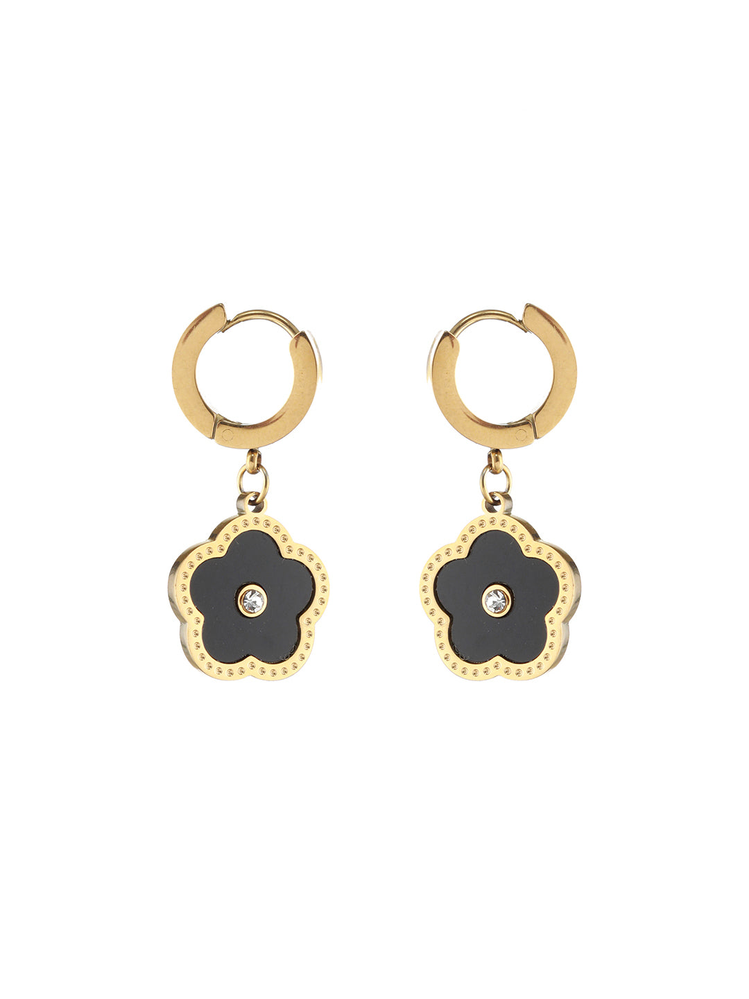 Gold-Plated Floral Half Hoop Earrings - Jazzandsizzle