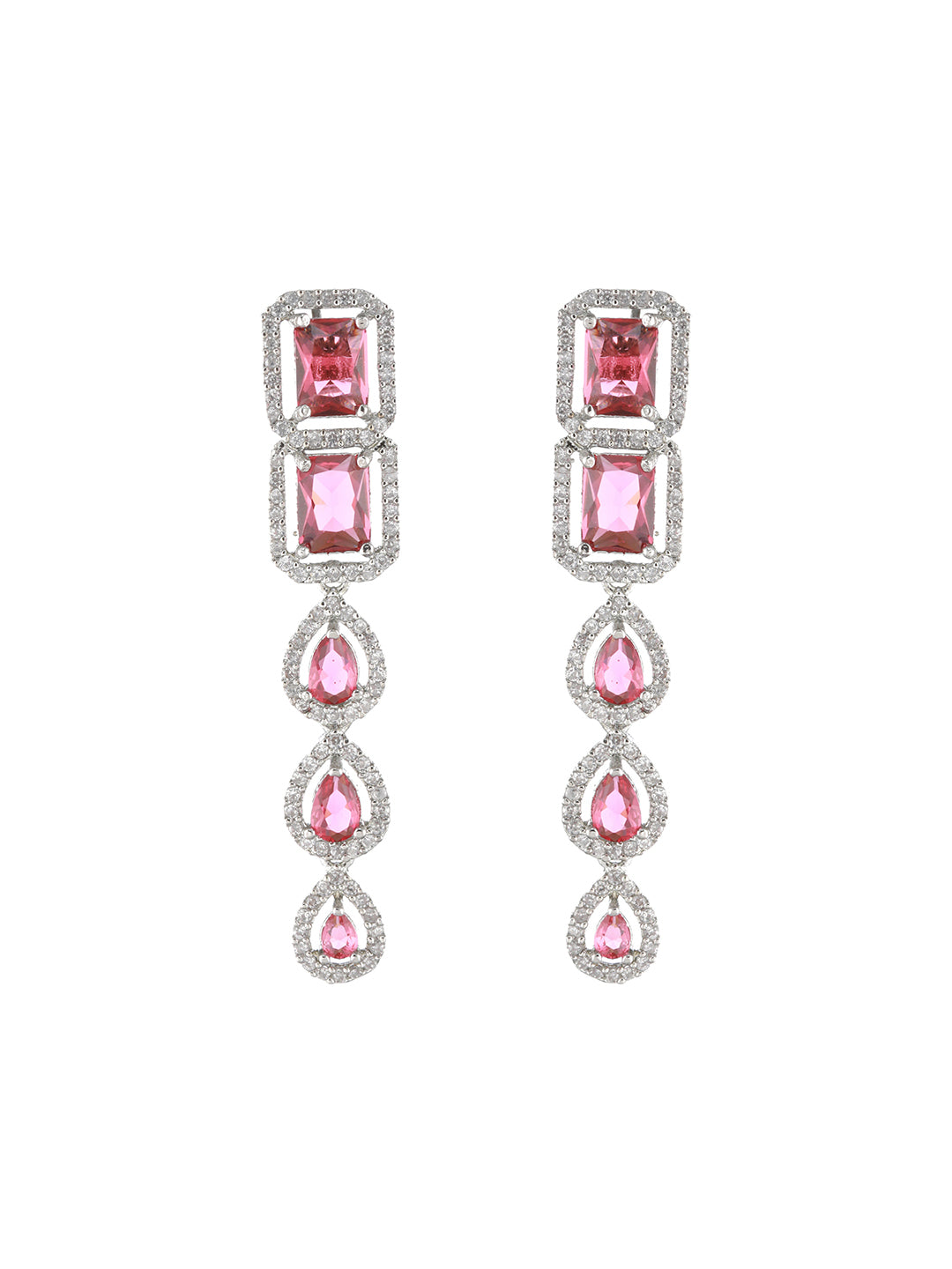 Silver-Plated CZ Stone-Studded Jewellery Set - Jazzandsizzle