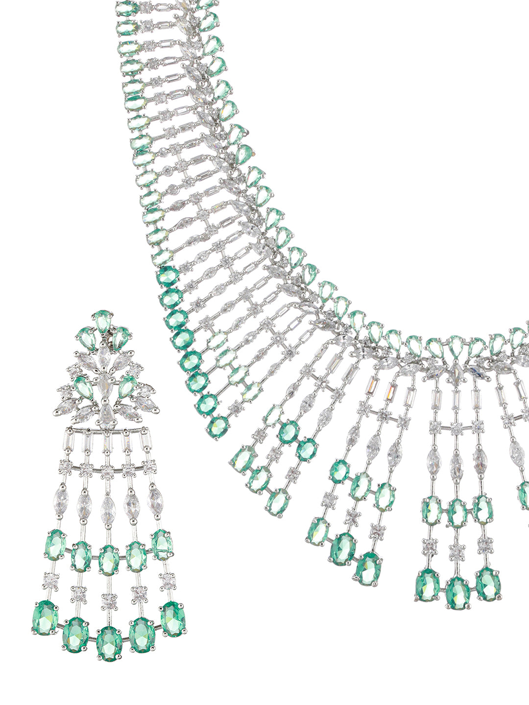 Silver-Plated AD Stone-Studded Layered Jewellery Set - Jazzandsizzle