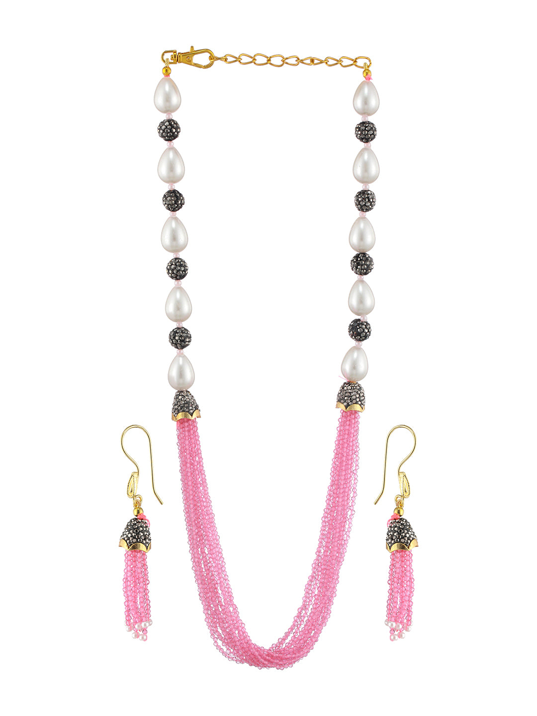 Gold-Plated Beaded Necklace and Earrings