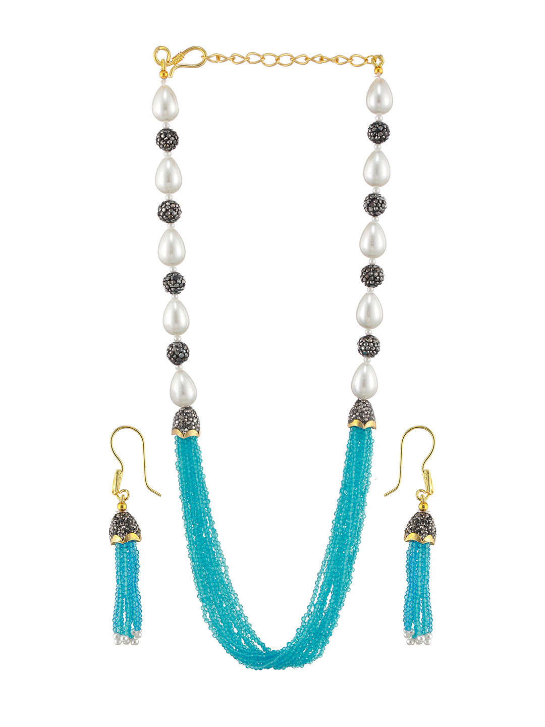 Gold-Plated Beaded Necklace and Earrings - Jazzandsizzle