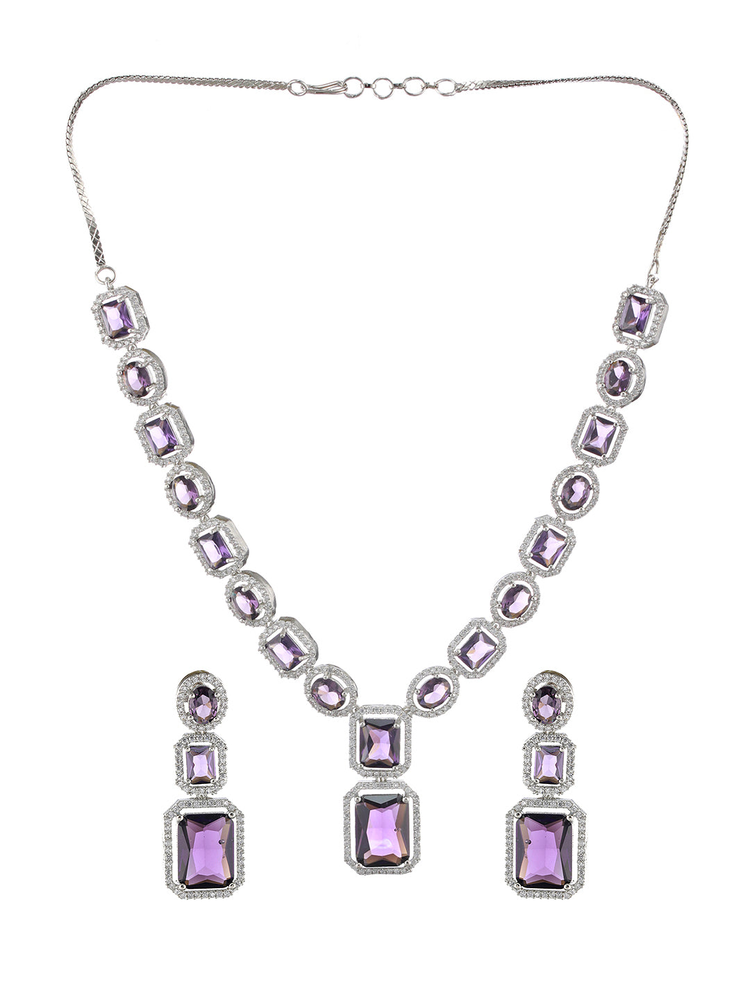 Silver-Plated AD Stone-Studded Jewellery Set - Jazzandsizzle