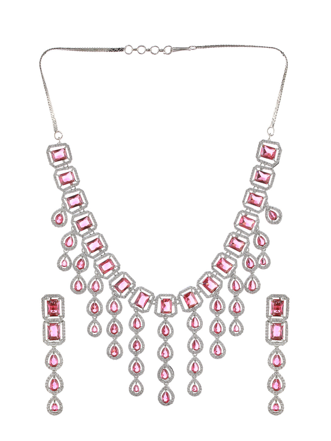 Silver-Plated CZ Stone-Studded Jewellery Set - Jazzandsizzle