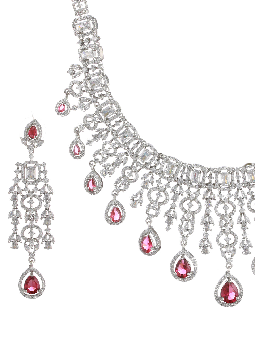 Silver-Plated AD-Studded Jewellery Set - Jazzandsizzle