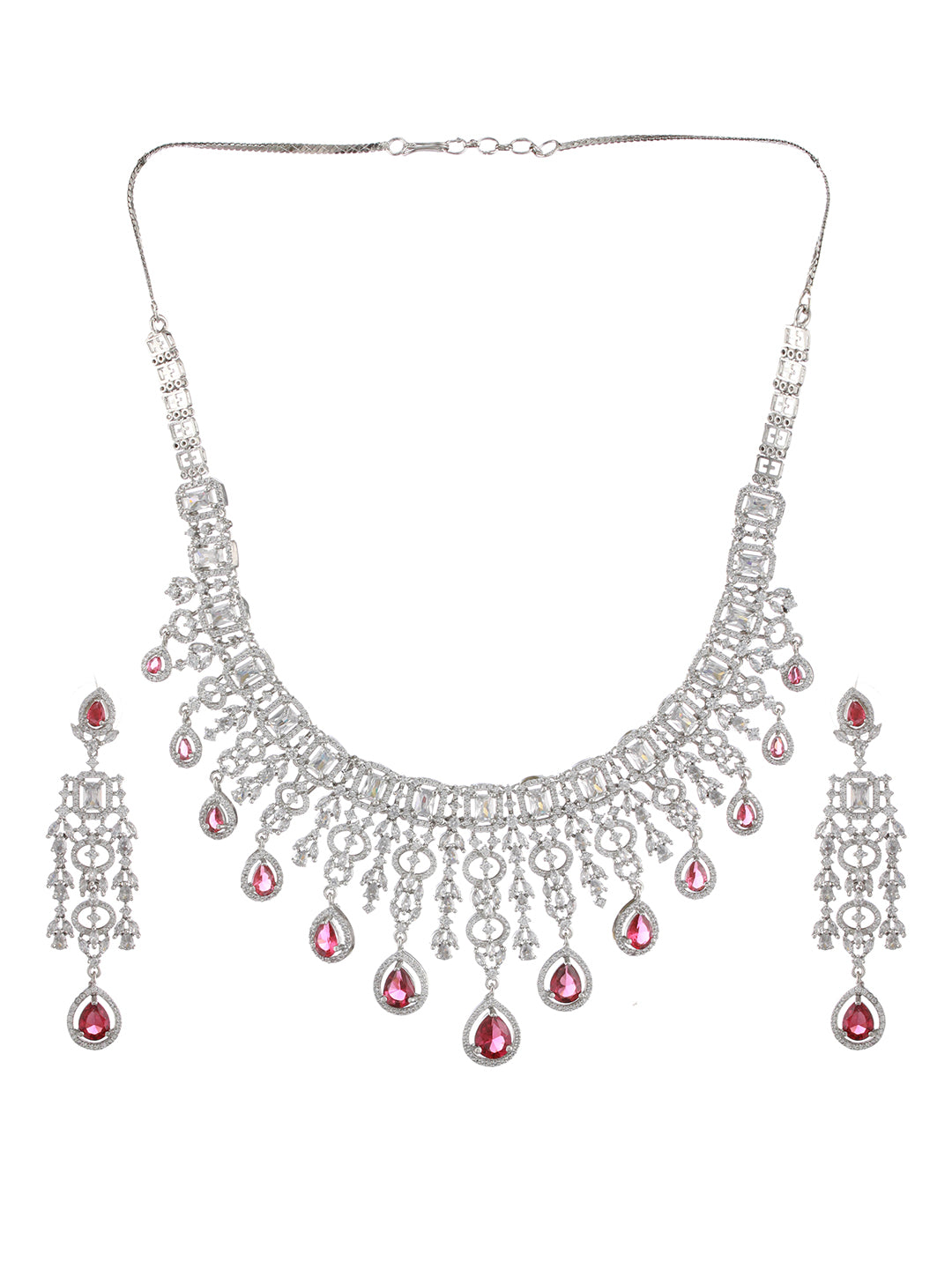 Silver-Plated AD-Studded Jewellery Set - Jazzandsizzle