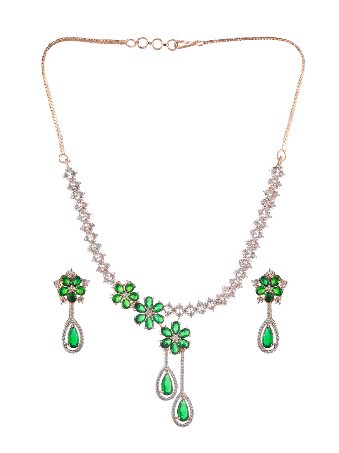 Rose Gold-Plated AD-Studded Jewellery Set - Jazzandsizzle