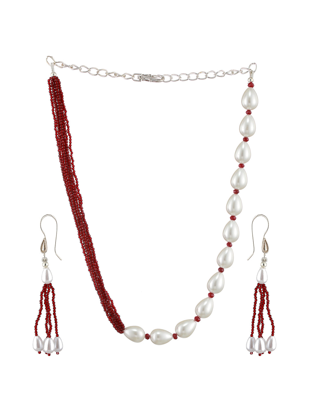 Silver-Plated Beaded Necklace and Earrings - Jazzandsizzle