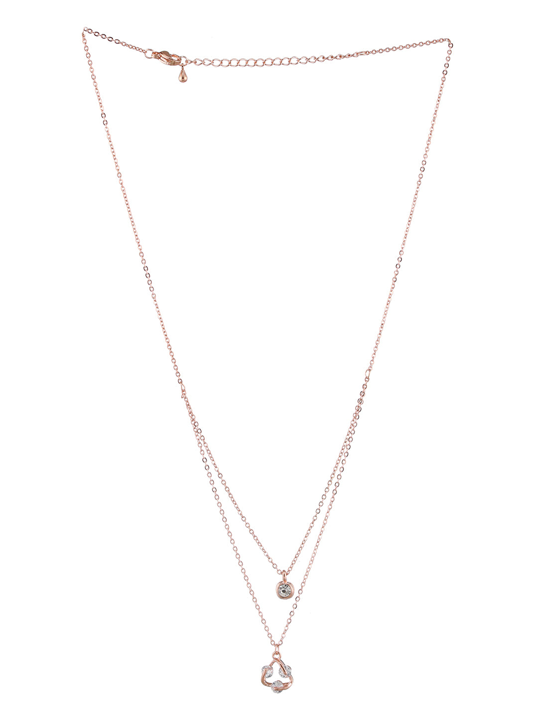 Rose Gold-Plated Cubic Zirconia Studded Layered Chain - Jazzandsizzle