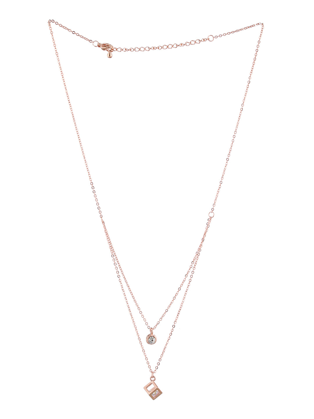 Rose Gold-Plated Cubic Zirconia Studded Layered Chain - Jazzandsizzle