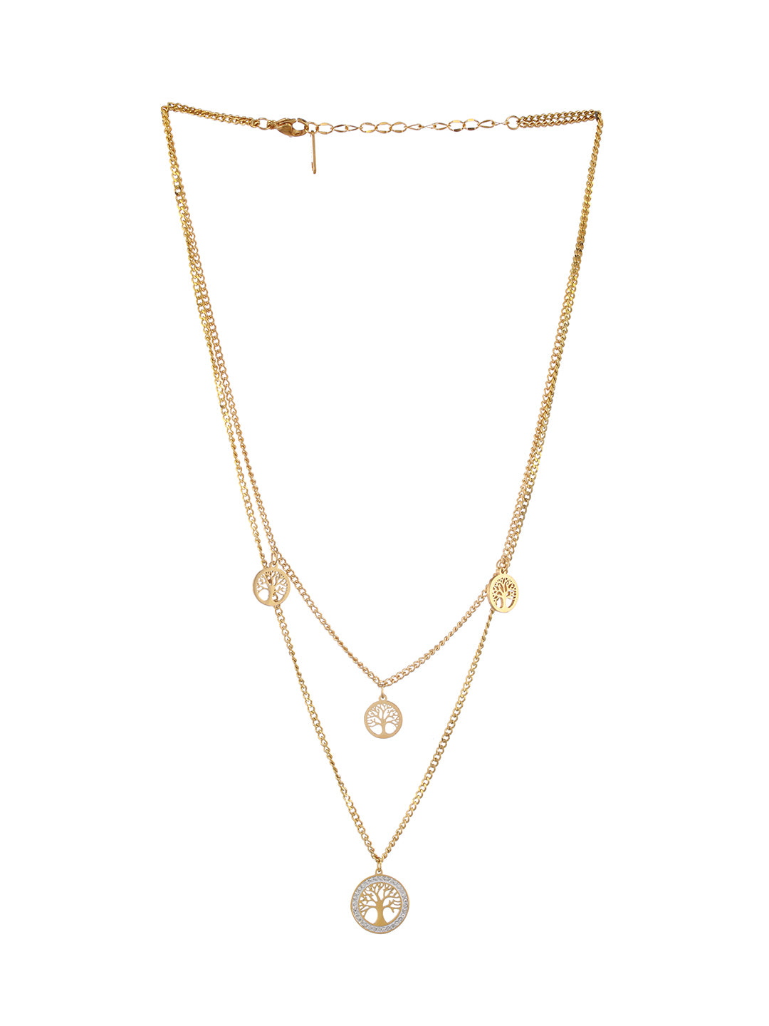 Gold-Plated Life of Tree Charm Layered Chain - Jazzandsizzle